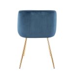 Fran Contemporary Blue Velvet Dining Chairs Gold (Set of 2)