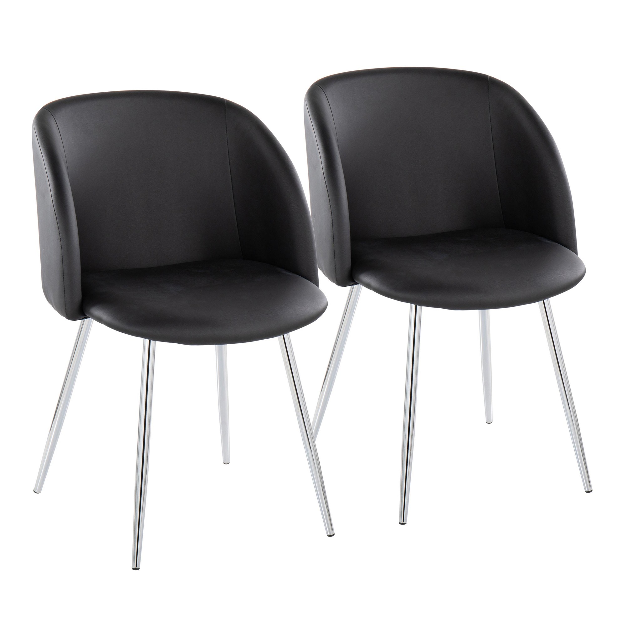 Fran Contemporary Chrome and Black Faux Leather Chairs (Set of 2) 3 Fran Contemporary Chrome and Black Faux Leather Chairs (Set of 2) - Image 3
