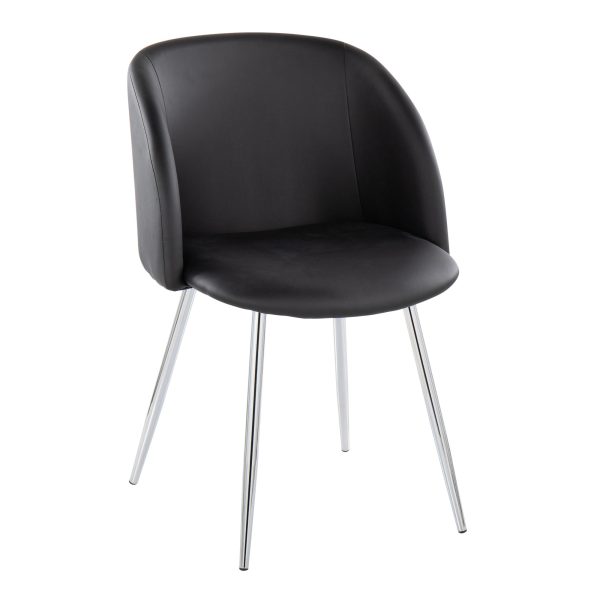 Fran Contemporary Chrome and Black Faux Leather Chairs Set of 2 3