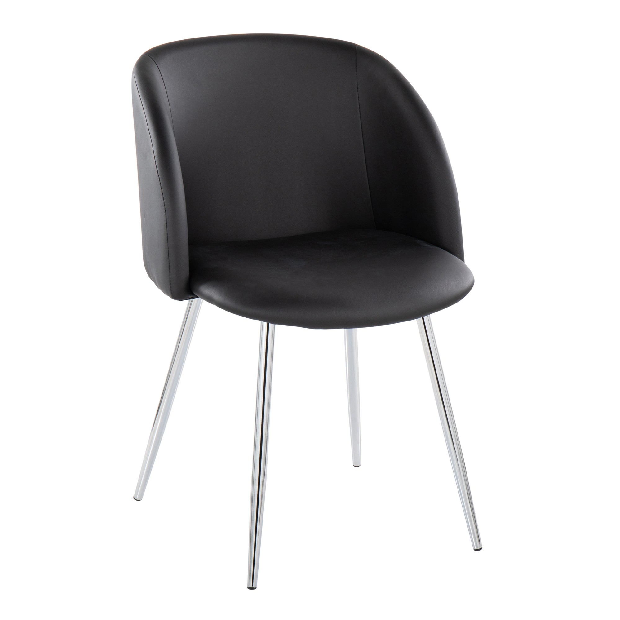 Fran Contemporary Chrome and Black Faux Leather Chairs (Set of 2) 4 Fran Contemporary Chrome and Black Faux Leather Chairs (Set of 2) - Image 4
