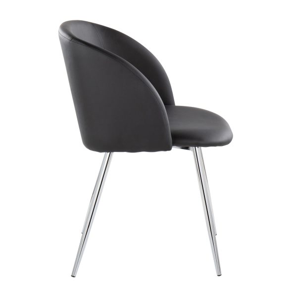 Fran Contemporary Chrome and Black Faux Leather Chairs Set of 2 4