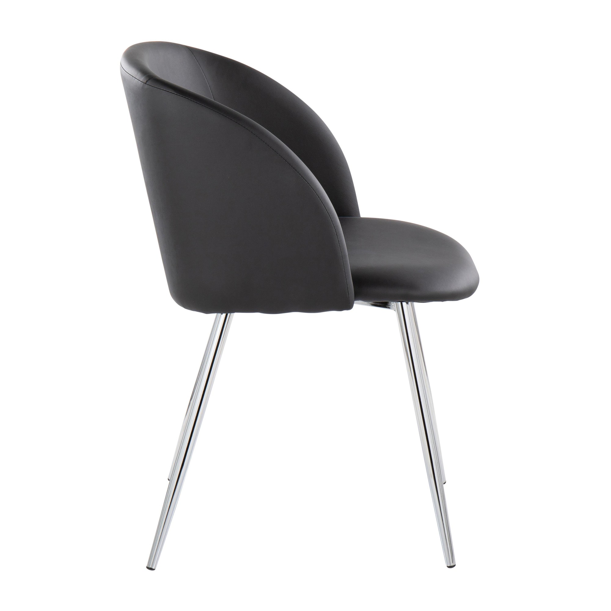 Fran Contemporary Chrome and Black Faux Leather Chairs (Set of 2) 5 Fran Contemporary Chrome and Black Faux Leather Chairs (Set of 2) - Image 5