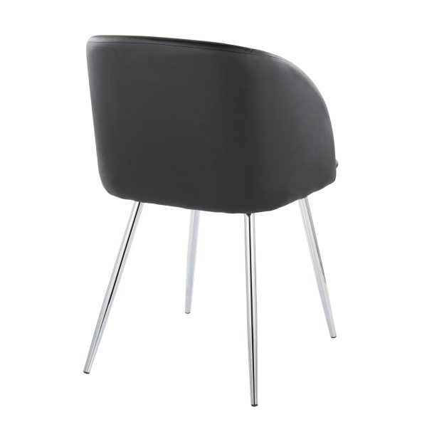 Fran Contemporary Chrome and Black Faux Leather Chairs Set of 2 5