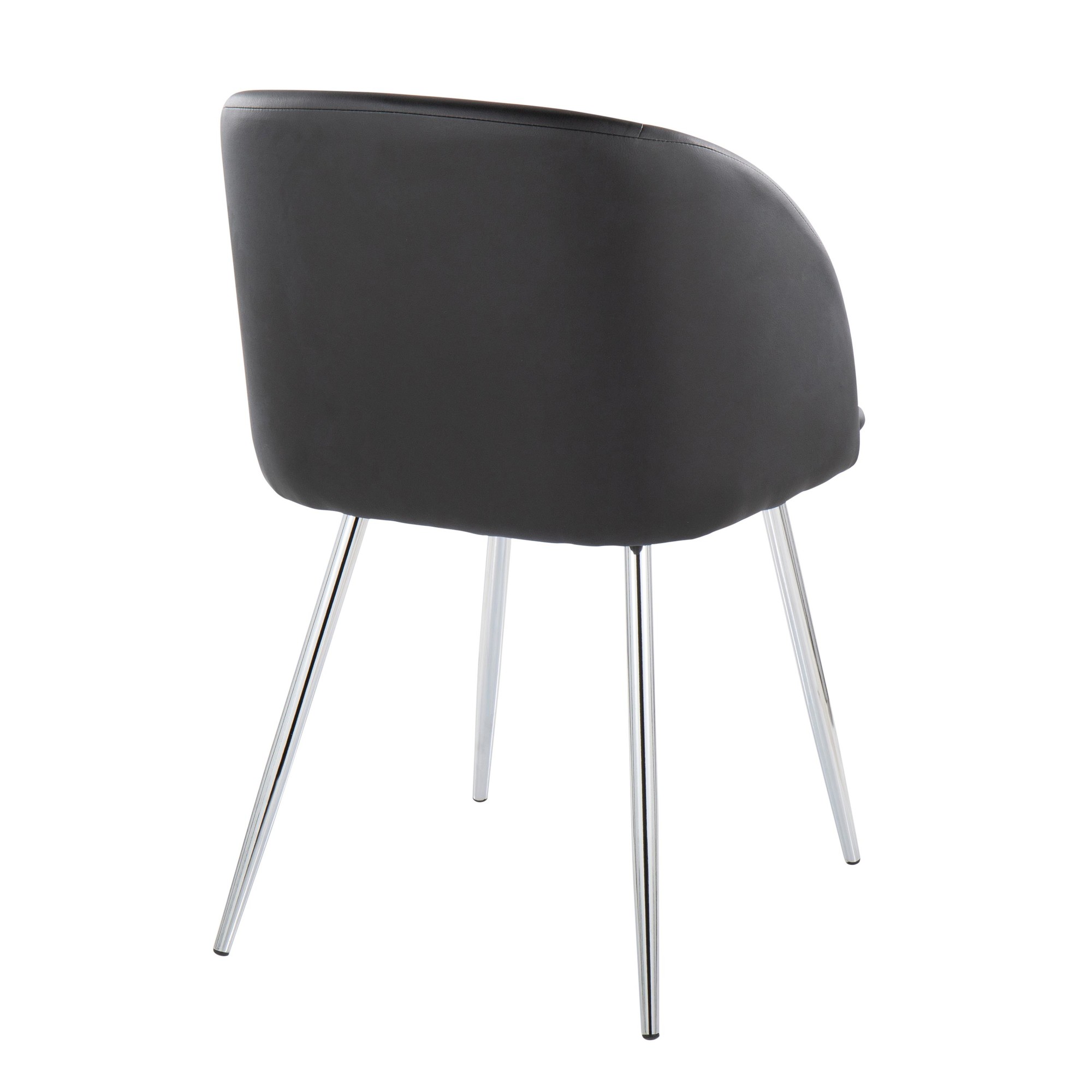 Fran Contemporary Chrome and Black Faux Leather Chairs (Set of 2) 6 Fran Contemporary Chrome and Black Faux Leather Chairs (Set of 2) - Image 6