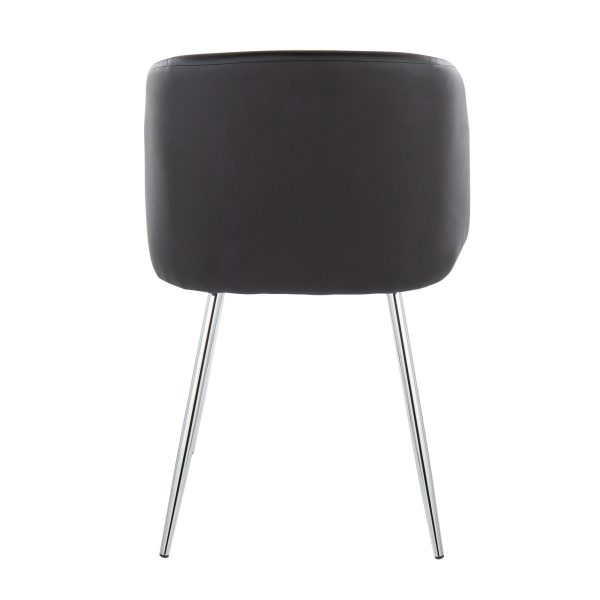 Fran Contemporary Chrome and Black Faux Leather Chairs Set of 2 6
