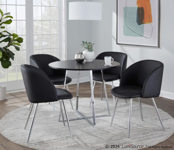 Fran Contemporary Chrome and Black Faux Leather Chairs Set of 2