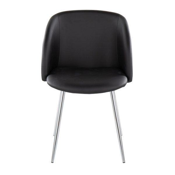 Fran Contemporary Chrome and Black Faux Leather Chairs Set of 2 7