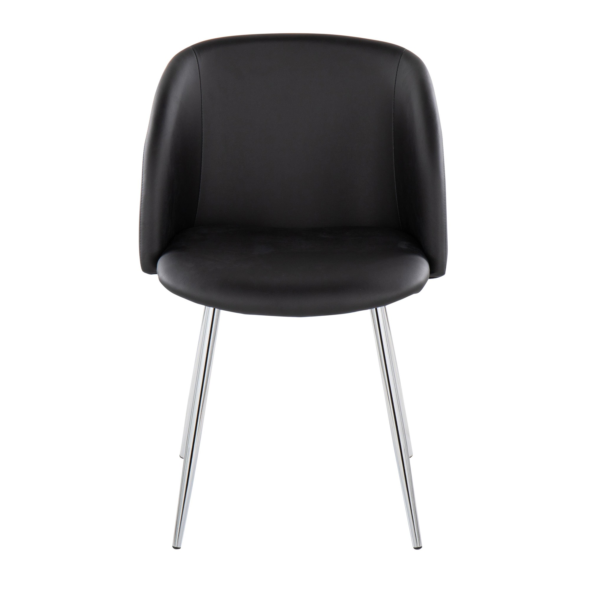 Fran Contemporary Chrome and Black Faux Leather Chairs (Set of 2) 8 Fran Contemporary Chrome and Black Faux Leather Chairs (Set of 2) - Image 8