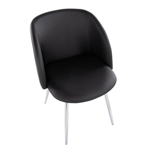 Fran Contemporary Chrome and Black Faux Leather Chairs Set of 2 8
