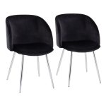 Fran Contemporary Chrome and Black Velvet Dining Chairs (Set of 2) 16 Fran Contemporary Chrome and Black Velvet Dining Chairs (Set of 2)