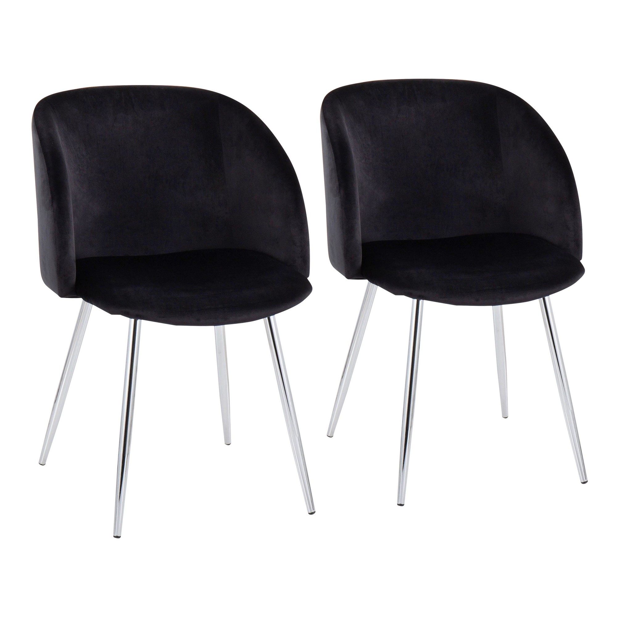 Fran Contemporary Chrome and Black Velvet Dining Chairs (Set of 2) 4 Fran Contemporary Chrome and Black Velvet Dining Chairs (Set of 2) - Image 4