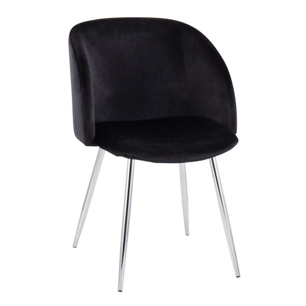 Fran Contemporary Chrome and Black Velvet Dining Chairs Set of 2 4