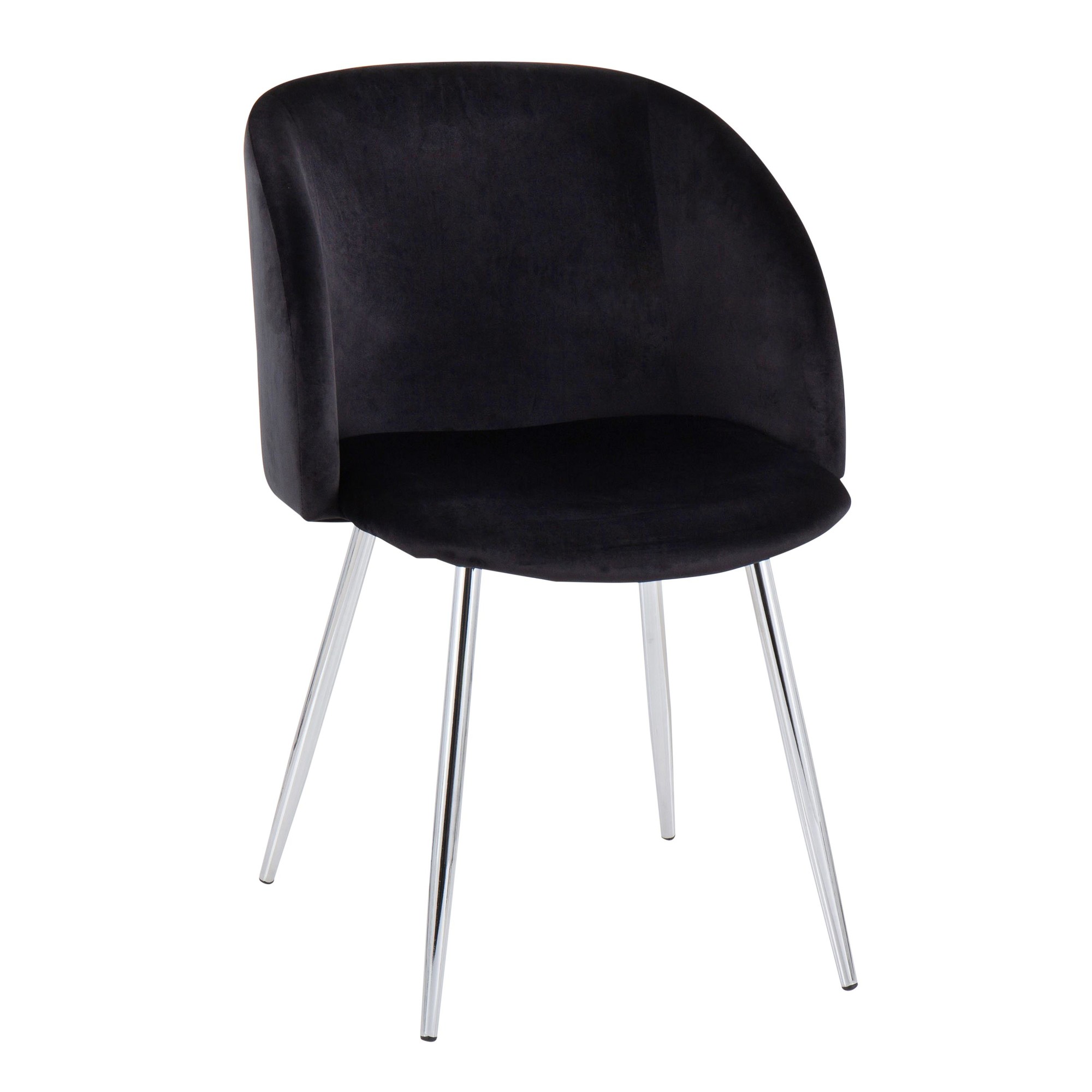 Fran Contemporary Chrome and Black Velvet Dining Chairs (Set of 2) 5 Fran Contemporary Chrome and Black Velvet Dining Chairs (Set of 2) - Image 5