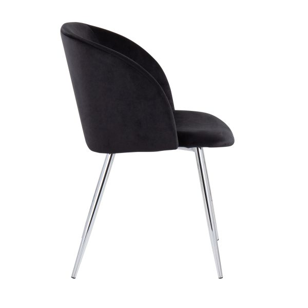 Fran Contemporary Chrome and Black Velvet Dining Chairs Set of 2 5
