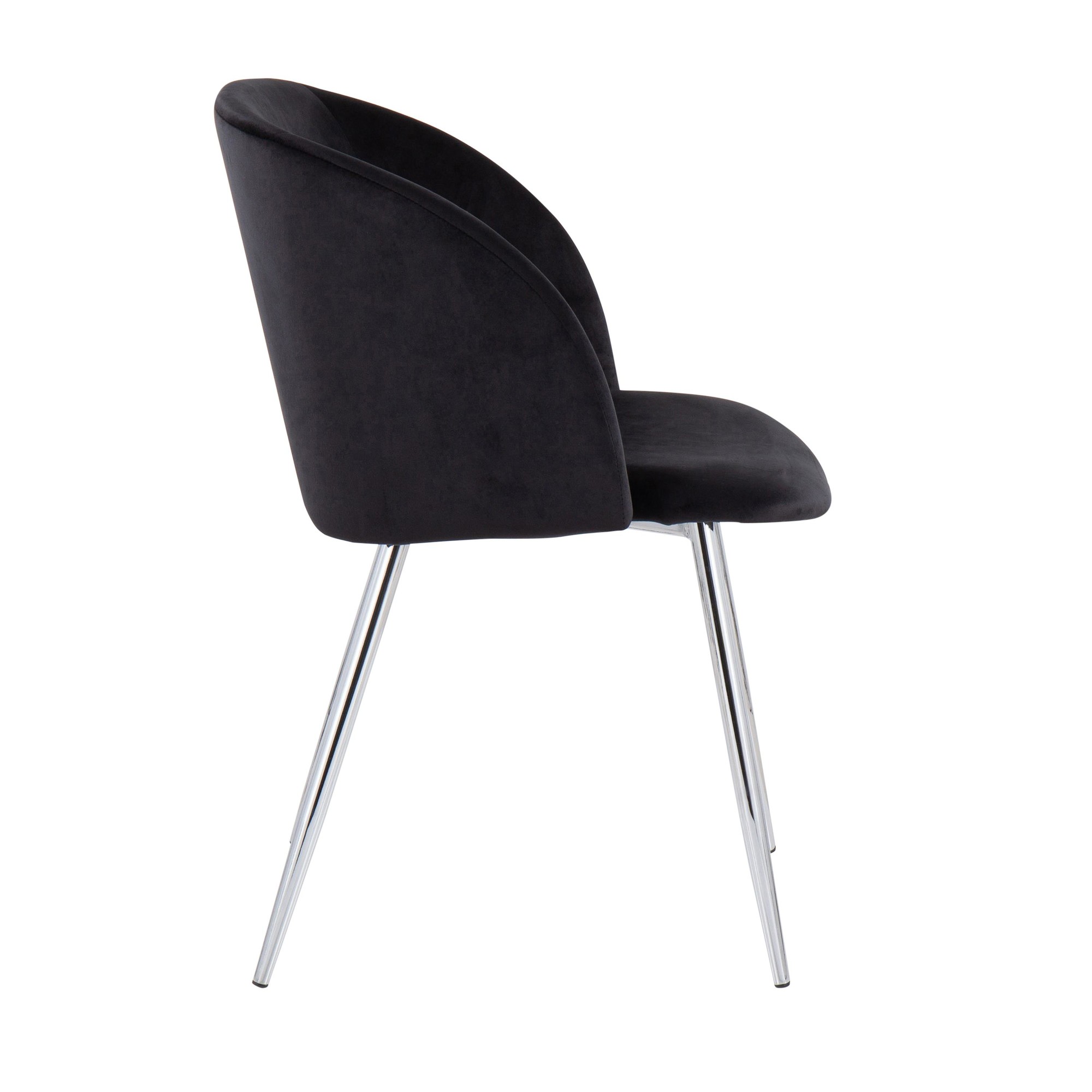 Fran Contemporary Chrome and Black Velvet Dining Chairs (Set of 2) 6 Fran Contemporary Chrome and Black Velvet Dining Chairs (Set of 2) - Image 6