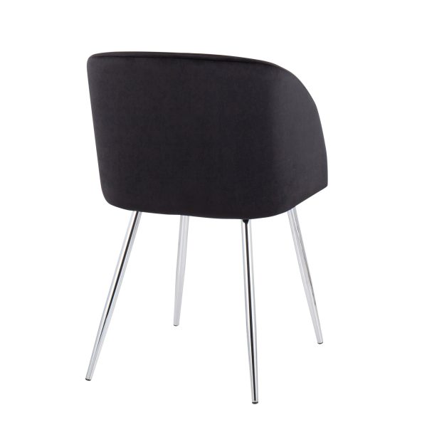Fran Contemporary Chrome and Black Velvet Dining Chairs Set of 2 6