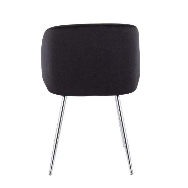 Fran Contemporary Chrome and Black Velvet Dining Chairs Set of 2 7