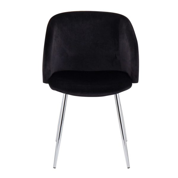 Fran Contemporary Chrome and Black Velvet Dining Chairs Set of 2 8
