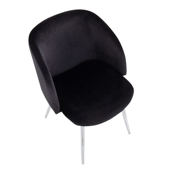 Fran Contemporary Chrome and Black Velvet Dining Chairs Set of 2 9