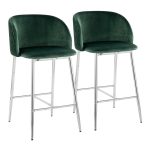 Fran Contemporary Glam Green Velvet Counter Stools Chrome (Set of 2) (Set of 2) 11 Fran Contemporary Glam Green Velvet Counter Stools Chrome (Set of 2) (Set of 2)