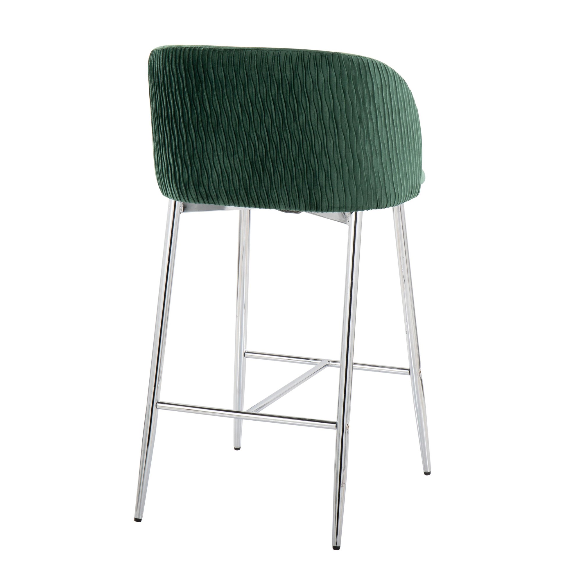 Fran Contemporary Glam Green Velvet Counter Stools Chrome (Set of 2) (Set of 2) 5 Fran Contemporary Glam Green Velvet Counter Stools Chrome (Set of 2) (Set of 2) - Image 5