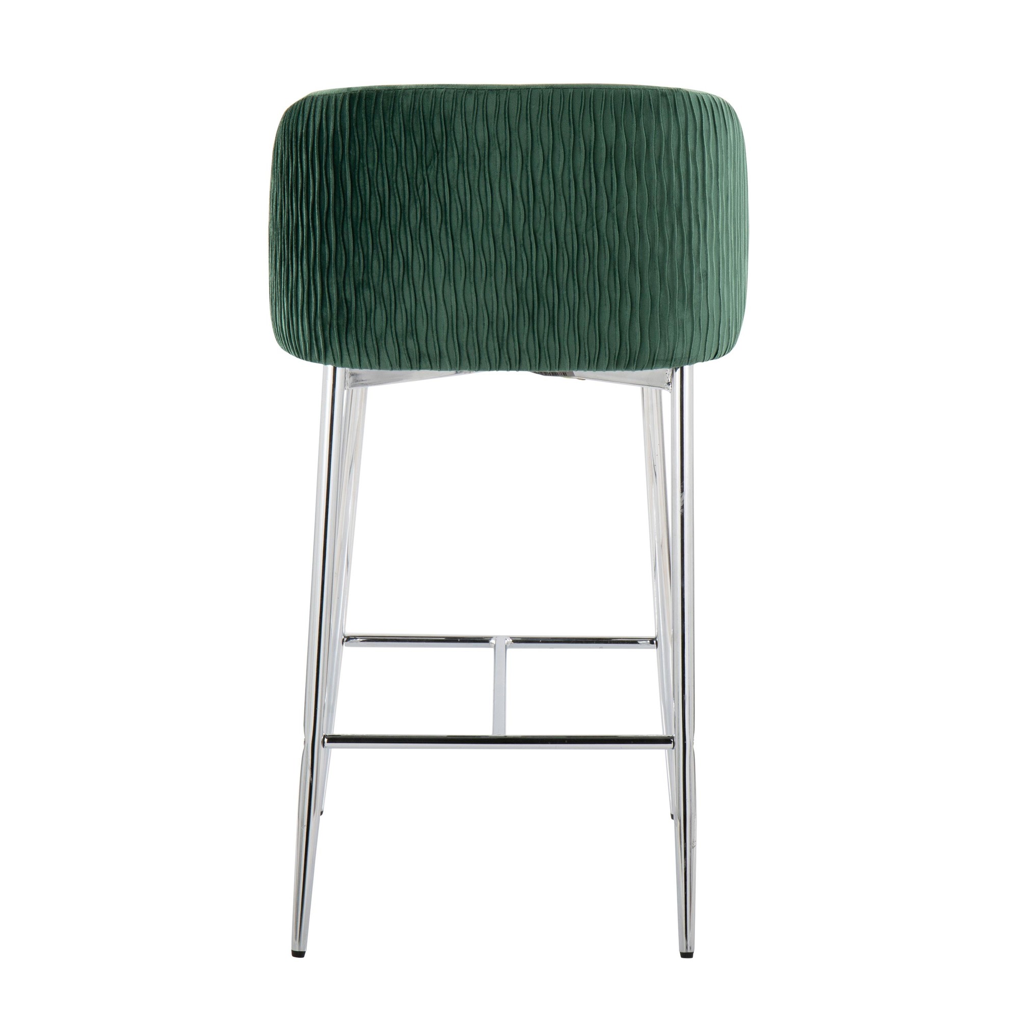 Fran Contemporary Glam Green Velvet Counter Stools Chrome (Set of 2) (Set of 2) 6 Fran Contemporary Glam Green Velvet Counter Stools Chrome (Set of 2) (Set of 2) - Image 6