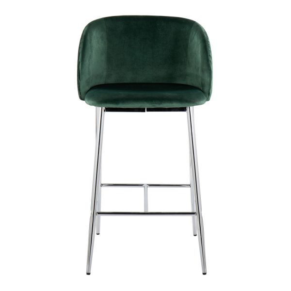 Fran Contemporary Glam Green Velvet Counter Stools Chrome Set of 2 Set of 2 6