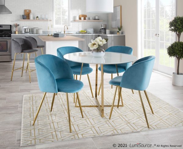 Fran Contemporary Light Blue Velvet Dining Chairs Set of 2 1