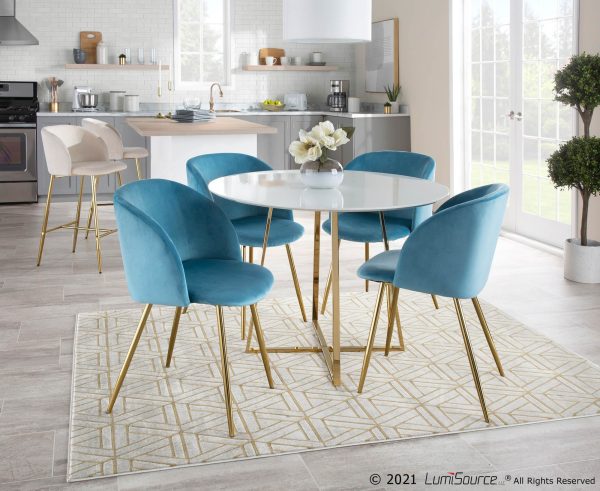 Fran Contemporary Light Blue Velvet Dining Chairs Set of 2 3