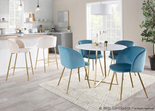 Fran Contemporary Light Blue Velvet Dining Chairs Set of 2 4