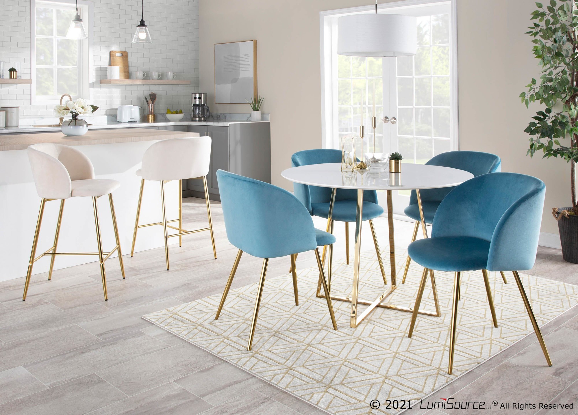 Fran Contemporary Light Blue Velvet Dining Chairs (Set of 2) 5 Fran Contemporary Light Blue Velvet Dining Chairs (Set of 2) - Image 5