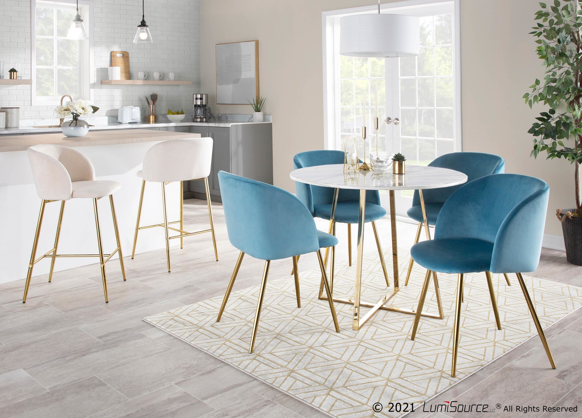 Fran Contemporary Light Blue Velvet Dining Chairs (Set of 2) 6 Fran Contemporary Light Blue Velvet Dining Chairs (Set of 2) - Image 6