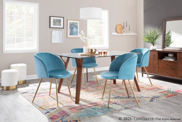 Fran Contemporary Light Blue Velvet Dining Chairs Set of 2 6