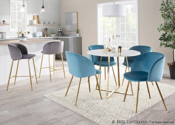 Fran Contemporary Light Blue Velvet Dining Chairs Set of 2