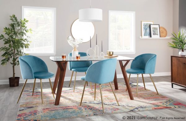 Fran Contemporary Light Blue Velvet Dining Chairs Set of 2 7