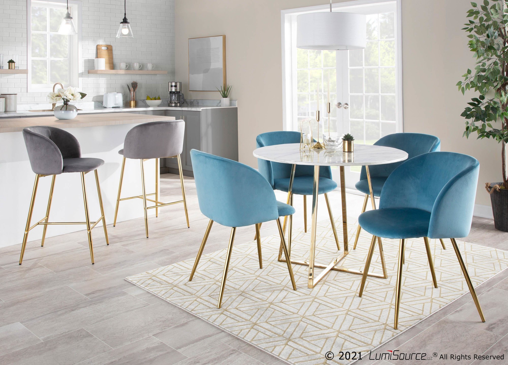 Fran Contemporary Light Blue Velvet Dining Chairs (Set of 2) 1 Fran Contemporary Light Blue Velvet Dining Chairs (Set of 2)