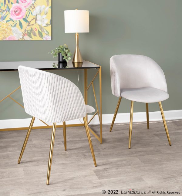 Fran Contemporary Pleated Velvet Chairs Gold and Silver Set of 2 Set of 2 1