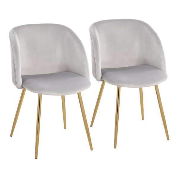 Fran Contemporary Pleated Velvet Chairs Gold and Silver Set of 2 Set of 2 2