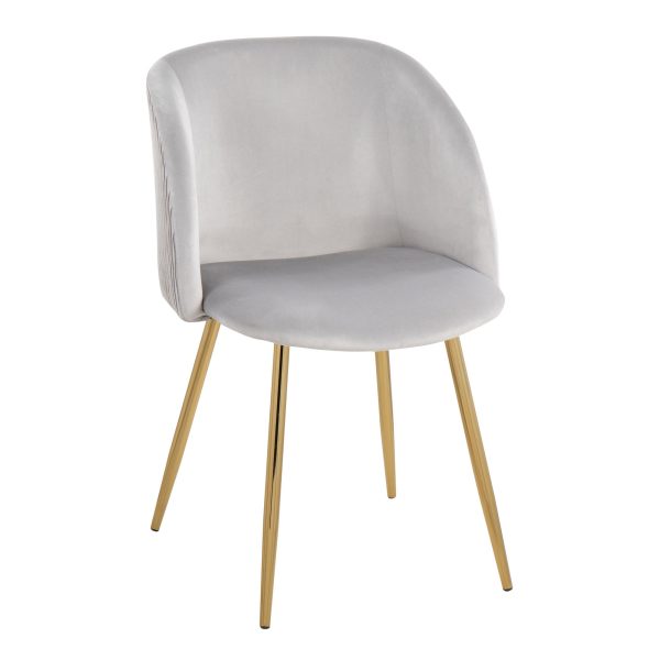 Fran Contemporary Pleated Velvet Chairs Gold and Silver Set of 2 Set of 2 3