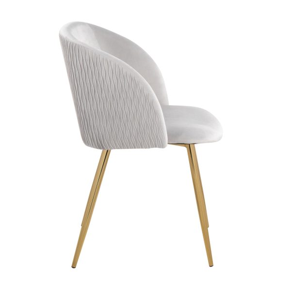 Fran Contemporary Pleated Velvet Chairs Gold and Silver Set of 2 Set of 2 4