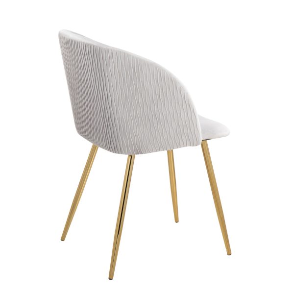 Fran Contemporary Pleated Velvet Chairs Gold and Silver Set of 2 Set of 2 5