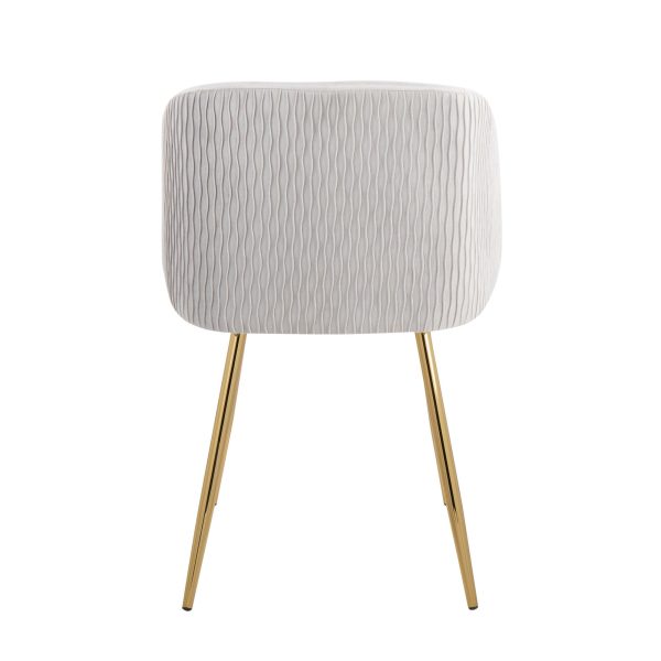 Fran Contemporary Pleated Velvet Chairs Gold and Silver Set of 2 Set of 2 6