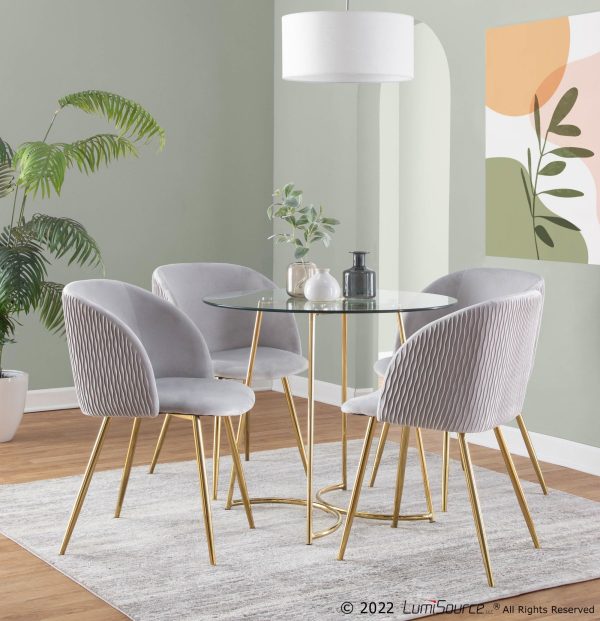 Fran Contemporary Pleated Velvet Chairs Gold and Silver Set of 2 Set of 2