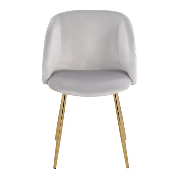 Fran Contemporary Pleated Velvet Chairs Gold and Silver Set of 2 Set of 2 7