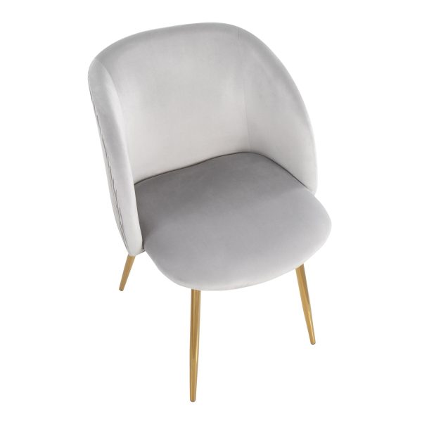 Fran Contemporary Pleated Velvet Chairs Gold and Silver Set of 2 Set of 2 8