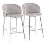 Fran Contemporary Pleated Velvet Counter Stool Chrome Silver (Set of 2) (Set of 2) 11 Fran Contemporary Pleated Velvet Counter Stool Chrome Silver (Set of 2) (Set of 2)