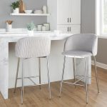 Fran Contemporary Pleated Velvet Counter Stool Chrome Silver (Set of 2) (Set of 2) 10 Fran Contemporary Pleated Velvet Counter Stool Chrome Silver (Set of 2) (Set of 2)