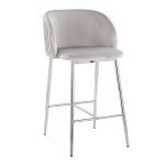 Fran Contemporary Pleated Velvet Counter Stool Chrome Silver (Set of 2) (Set of 2) 12 Fran Contemporary Pleated Velvet Counter Stool Chrome Silver (Set of 2) (Set of 2)