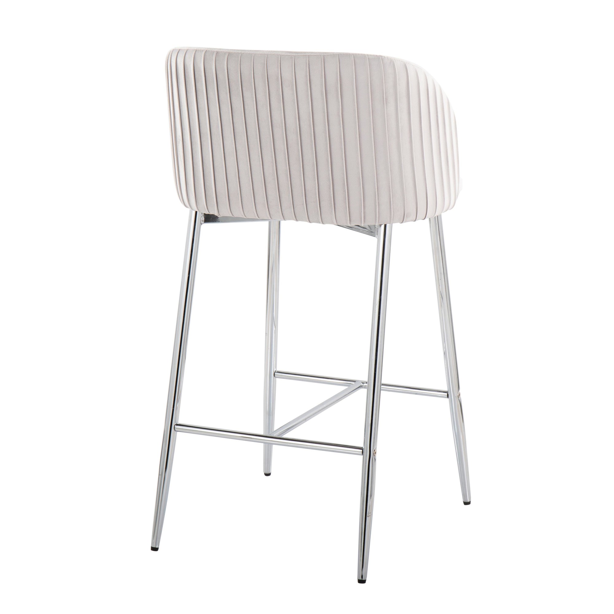 Fran Contemporary Pleated Velvet Counter Stool Chrome Silver (Set of 2) (Set of 2) 5 Fran Contemporary Pleated Velvet Counter Stool Chrome Silver (Set of 2) (Set of 2) - Image 5
