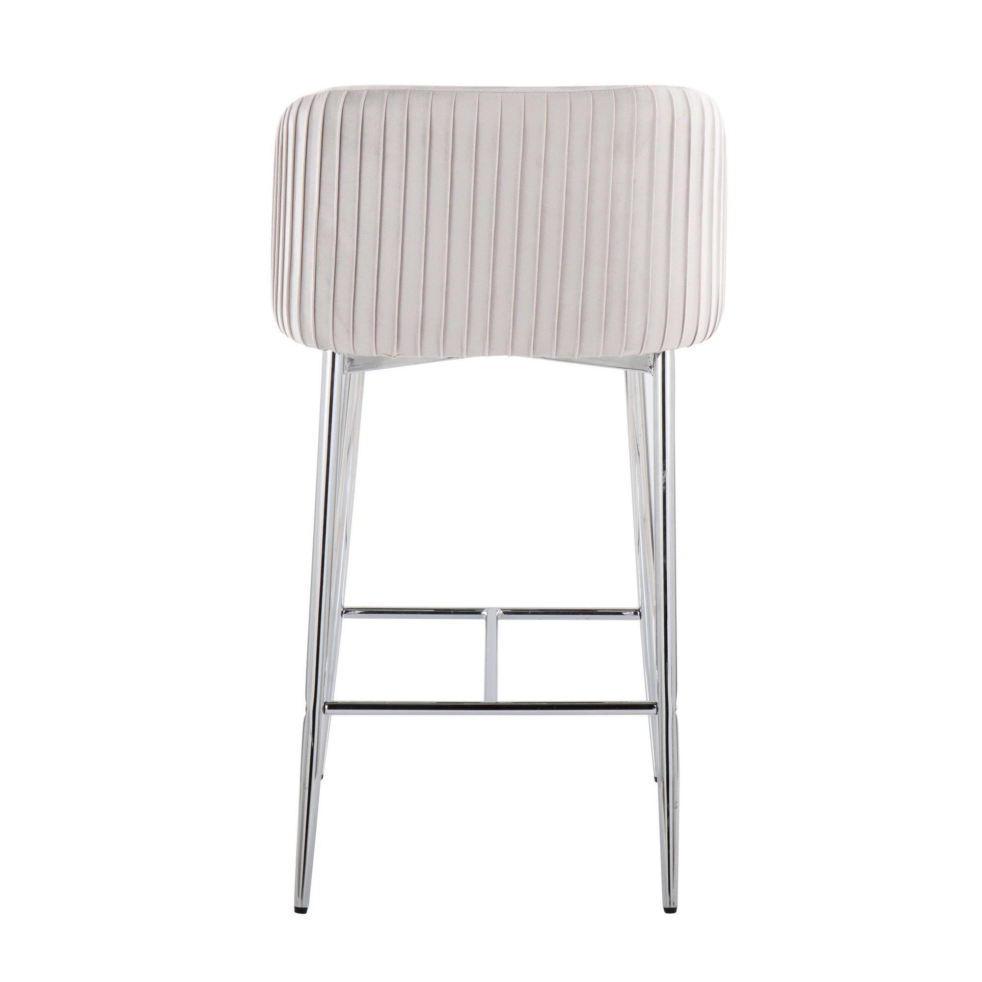 Fran Contemporary Pleated Velvet Counter Stool Chrome Silver (Set of 2) (Set of 2) 6 Fran Contemporary Pleated Velvet Counter Stool Chrome Silver (Set of 2) (Set of 2) - Image 6
